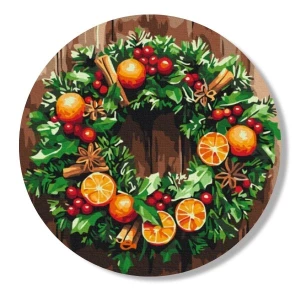 Pictură pe numere d 30 сm (fără cutie) – coroană de crăciun