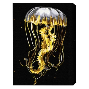 Pictură pe numere 40*50 сm (pânză neagră/fără cutie) – meduza