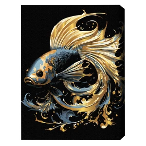 Pictură pe numere 40*50 сm (pânză neagră/fără cutie) – peștișor magic