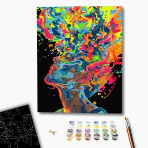 Pictură pe numere 40*50 сm (pânză neagră/fără cutie) – o explozie a creativității Thumbnail 2
