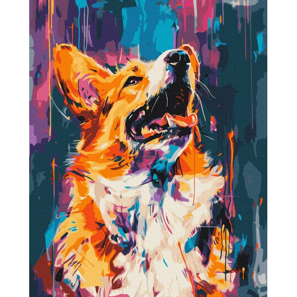 Pictură pe numere 40x50 cm (fără cutie)  –  corgi colorat 3