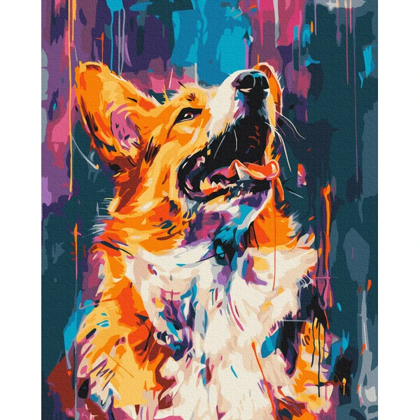 Pictură pe numere 40x50 cm (fără cutie)  –  corgi colorat 2