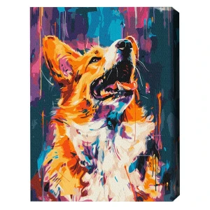 Pictură pe numere 40x50 cm (fără cutie)  –  corgi colorat