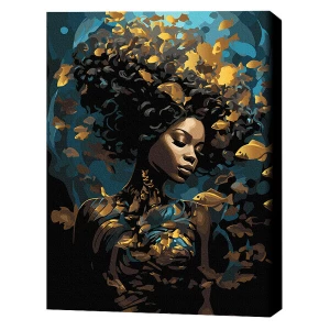 Pictură pe numere 40*50 сm (pânză neagră/fără cutie) – nimfa mării