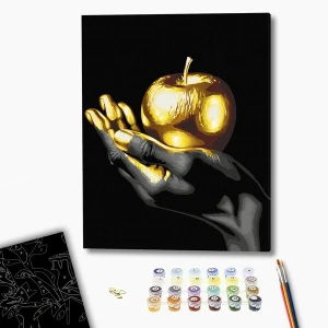 Pictură pe numere 40*50 сm (pânză neagră/fără cutie) – fructul de aur Thumbnail 2