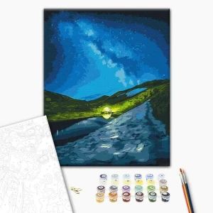 Pictură pe numere 40*50 сm (fără cutie) – camping sub stele Thumbnail 2