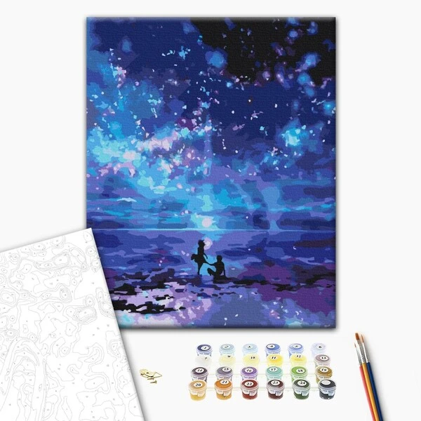 Pictură pe numere 40*50 cm (în cutie) – malul mării în culorile nopții 2