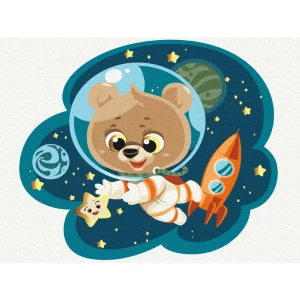 Pictură pe numere 30*40 сm (fără cutie) – ursulețul spațial Thumbnail 4