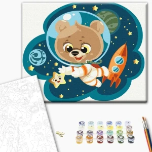 Pictură pe numere 30*40 сm (fără cutie) – ursulețul spațial Thumbnail 2