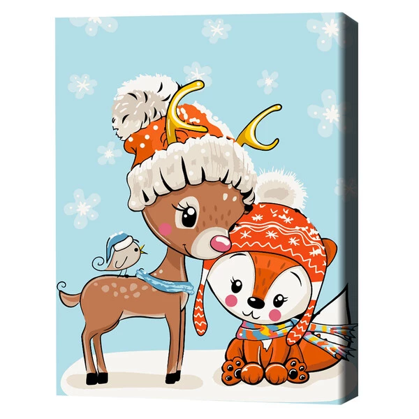 Pictură pe numere 30*40 сm (fără cutie) – micul cerb cu vulpița 2