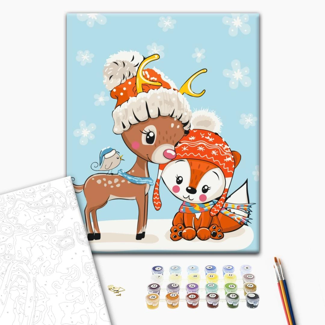Pictură pe numere 30*40 сm (fără cutie) – micul cerb cu vulpița 3