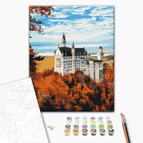 Pictură pe numere 40*50 сm (în cutie) – vedere de toamnă din neuschwanstein 2