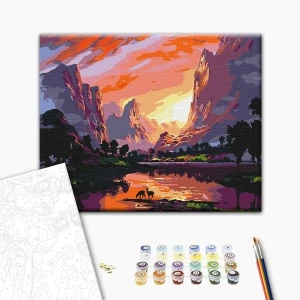 Pictură pe numere 40x50 cm (fără cutie) – apus luminos la munte Thumbnail 2