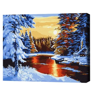 Pictură pe numere 40*50 cm (în cutie) – iarnă de poveste