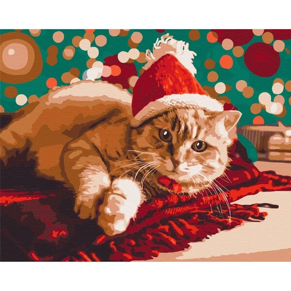 Pictură pe numere 40*50 cm (în cutie) – pisicuță santa 2