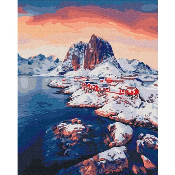 Pictură pe numere 40*50 cm (în cutie) – răsărit în insulele lofoten 2