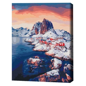 Pictură pe numere 40*50 cm (în cutie) – răsărit în insulele lofoten