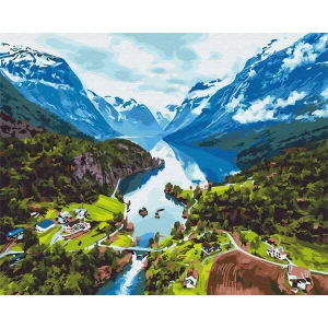 Pictură pe numere 40*50 cm (în cutie) – munții alpi
