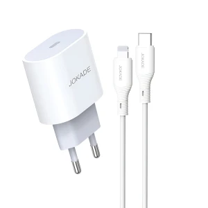 Сетевое зарядное устройство jokade с кабелем type-c на lightning 20w chengyun jb010, белое