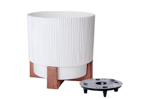 128026 ghiveci oslo cu insertie si suport decorativ d30 cm aleana, white Thumbnail 3