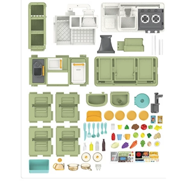 Set de joacă pentru copii „micul chef” – bucătărie interactivă cu accesorii pentru gătit, 64 elem. 4