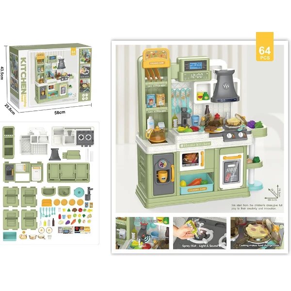 Set de joacă pentru copii „micul chef” – bucătărie interactivă cu accesorii pentru gătit, 64 elem. 5
