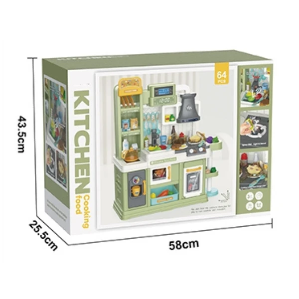 Set de joacă pentru copii „micul chef” – bucătărie interactivă cu accesorii pentru gătit, 64 elem. 4