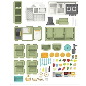 Set de joacă pentru copii „micul chef” – bucătărie interactivă cu accesorii pentru gătit, 64 elem. Thumbnail 4