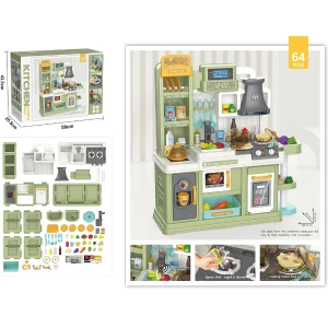 Set de joacă pentru copii „micul chef” – bucătărie interactivă cu accesorii pentru gătit, 64 elem. Thumbnail 6