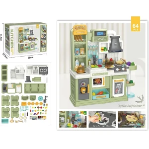 Set de joacă pentru copii „micul chef” – bucătărie interactivă cu accesorii pentru gătit, 64 elem. Thumbnail 5