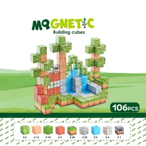 Set de construcție din cuburi magnetice, 106 elem. Thumbnail 2