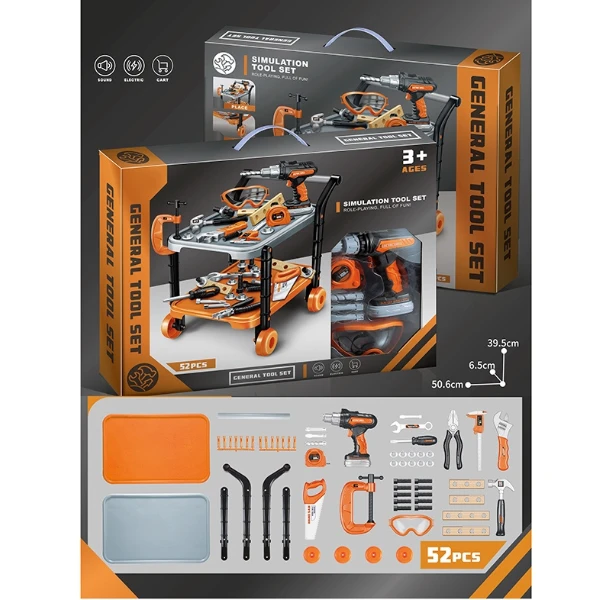 Set de joacă pentru copii „tânărul constructor” – cu cărucior portabil pentru unelte 2