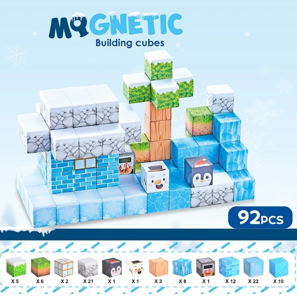 Constructor magnetic pentru copii „căsuța de zăpadă” – 92 piese 2