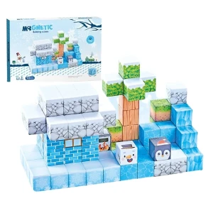 Constructor magnetic pentru copii „căsuța de zăpadă” – 92 piese