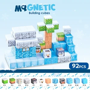 Constructor magnetic pentru copii „căsuța de zăpadă” – 92 piese Thumbnail 2