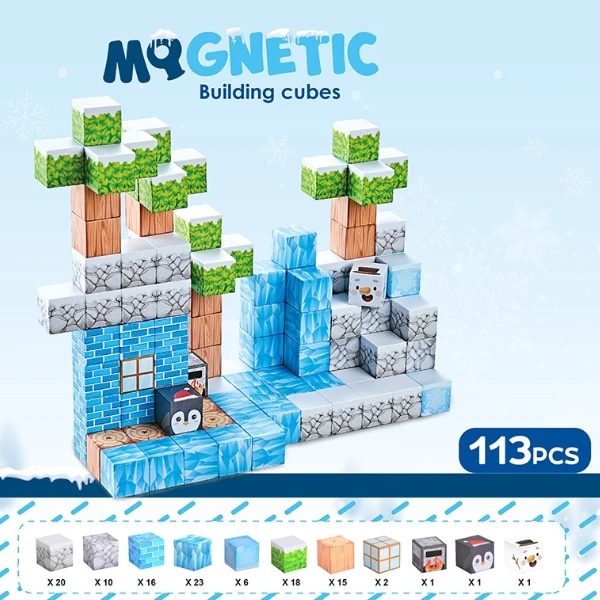 Constructor magnetic pentru copii „căsuța de gheață cu pinguini” 2