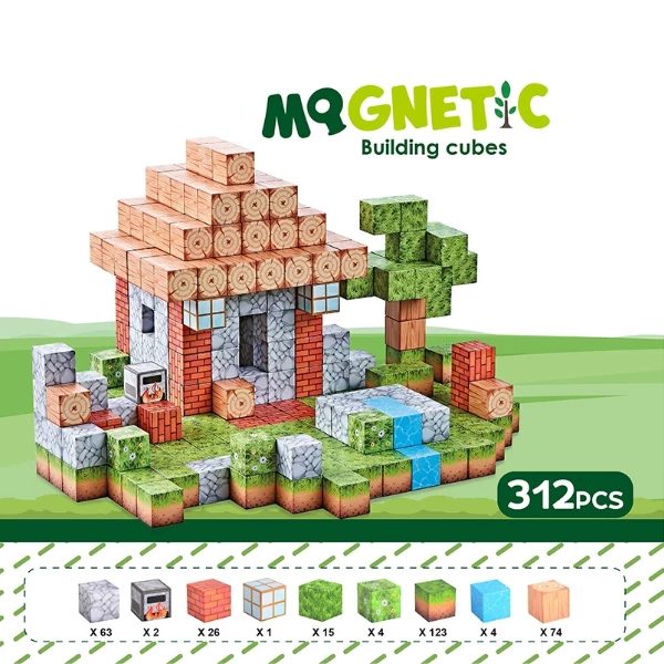 Constructor magnetic pentru copii „căsuța de lângă pârâu” – 312 piese 3