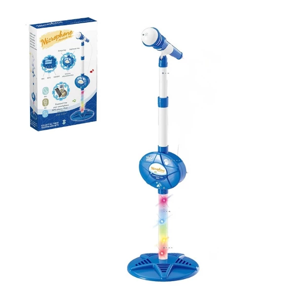 Microfon cu stativ pentru copii „set muzical”, albastru 2