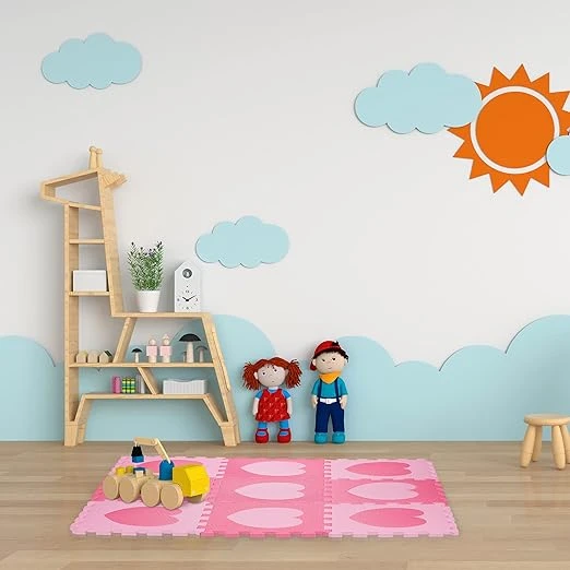 Covoraș-puzzle educativ „inimioare”, 9 elem. 2