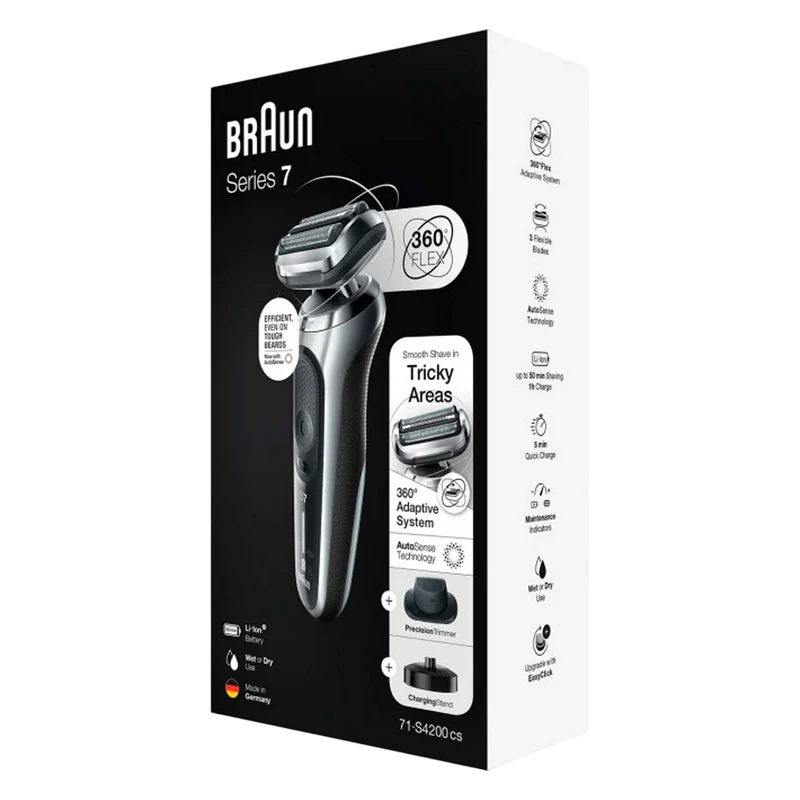Электробритва мужская braun 71-s4200cs, серебристый | черный 5