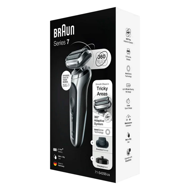 Электробритва мужская braun 71-s4200cs, серебристый | черный 4