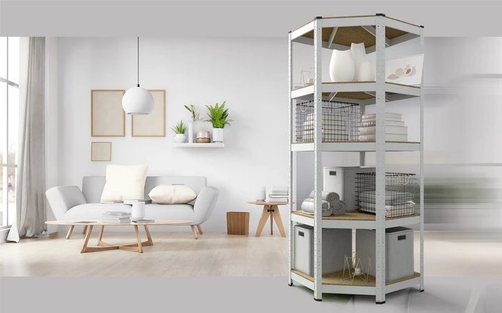 Raft metalic de depozitare nex budget 1800x700x400x425 mm, 5 rafturi mdf, colț, galvanizat 4