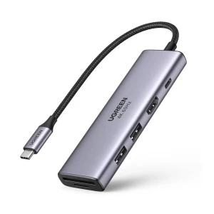 Ugreen hub 6в1 type-c 3.0 на 3*usb 3.0 + hdmi + sd/tf cm511, космический серый Thumbnail 1