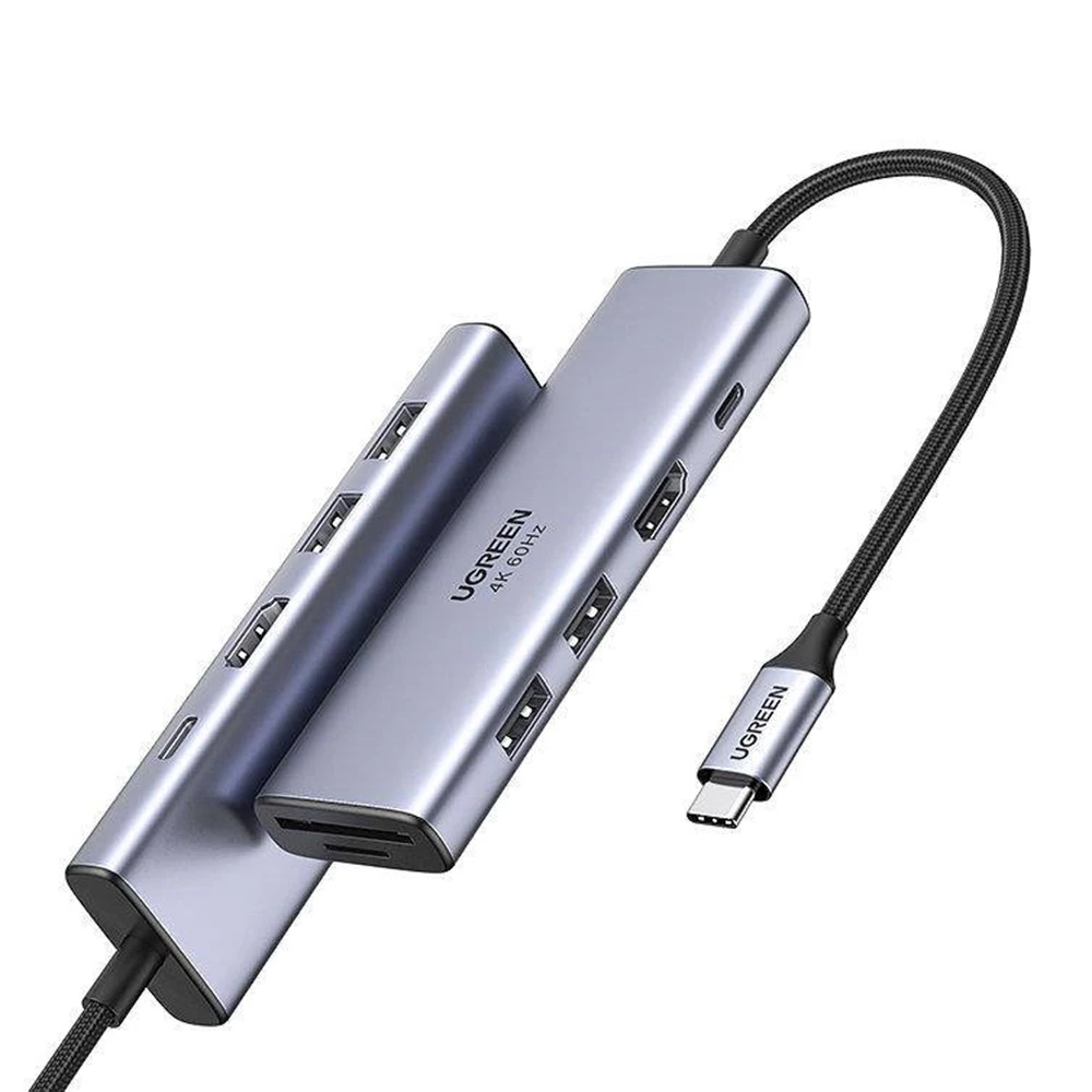Ugreen hub 6в1 type-c 3.0 на 3*usb 3.0 + hdmi + sd/tf cm511, космический серый 2