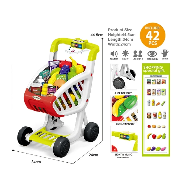 Set de joacă pentru copii „cărucior de cumpărături”, 42 elem. 2