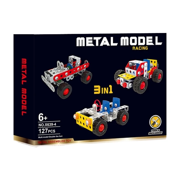Set de construcție metalic 3 în 1 „curse”, 127 elem. 3