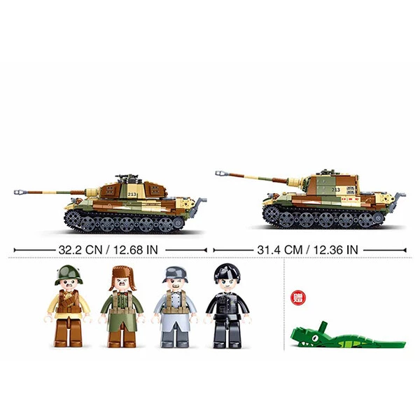 Set de construcție tanc 2 în 1 „tigrul regal”, 930 piese 6
