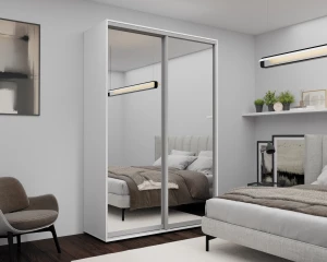 Dulap cu uși glisante nex home, oglinda, alb 160x60x240 cm Thumbnail 2