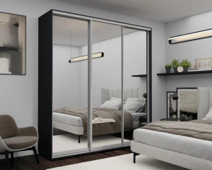 Dulap cu uși glisante nex home, oglinda, antracit 220x60x220 cm