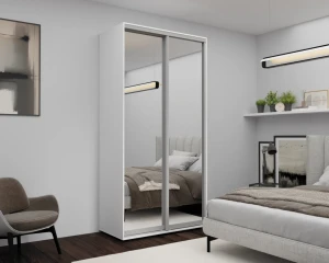 Dulap cu uși glisante nex home, oglinda, alb 120x60x240 cm